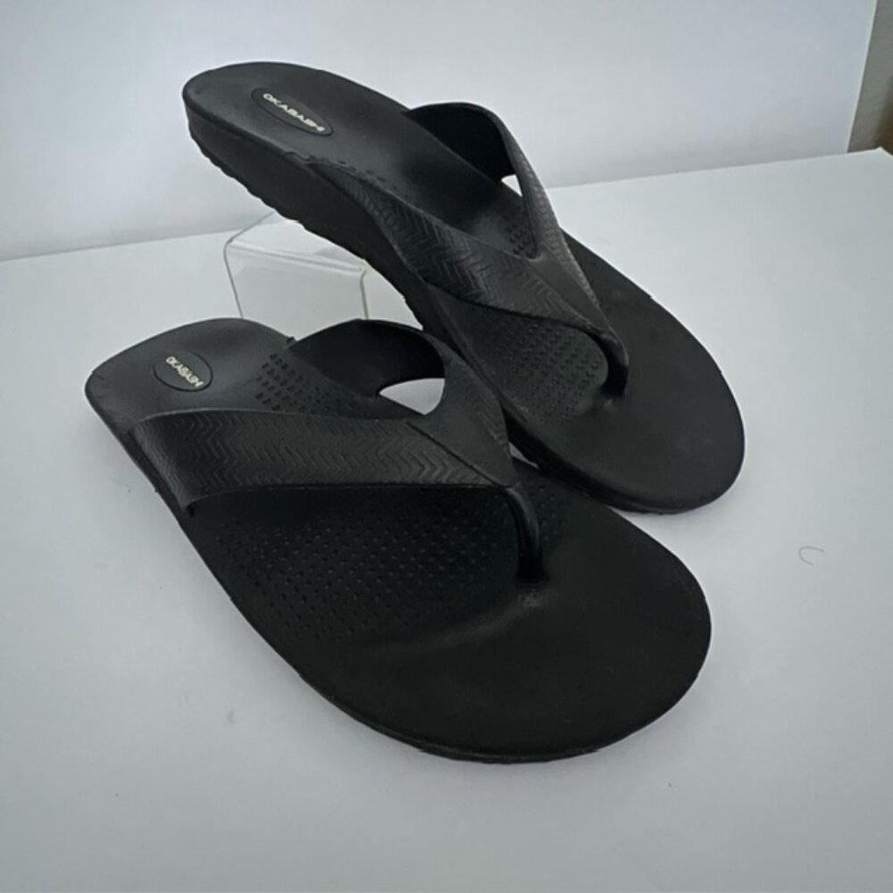 OKABASHI Mens Flip Flops, Black, Size XL